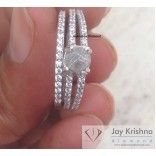 1.75 Carat Natural Single White Grey Rough Diamond Sterling Silver Engagement & Wedding Ring