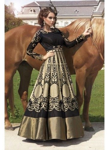 Black And Cream Bhagalpuri Digital Print Designer Salwar Suit