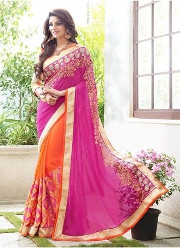 Fancy Embroidery Patta Border Saree