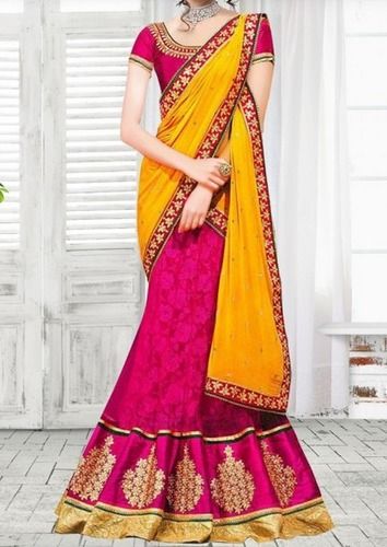 Fashion Stylish Yellow And Pink Lehenga Choli