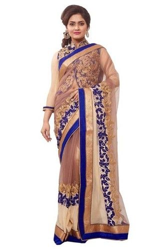 Beautiful Light Brown Colour Net Saree