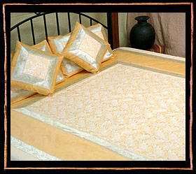 Chiken Embriodery With Silk Border Bed Cover