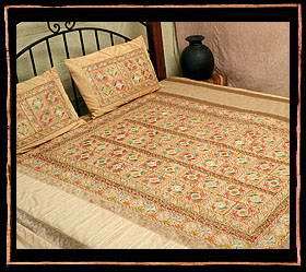 Fine Gujrati MRE With Khadi Silk Border Bed Cover