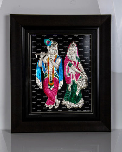 Decorative Pure Silver Radha Krishna Frame
