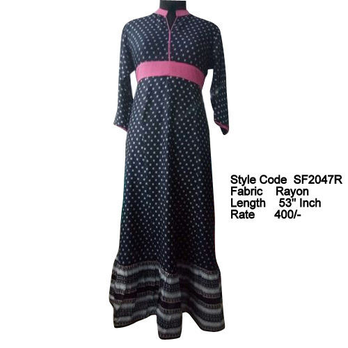 Long Rayon Printed Kurtis