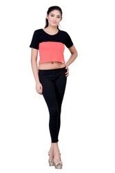 Cotton Color Block Crop Tops For Women