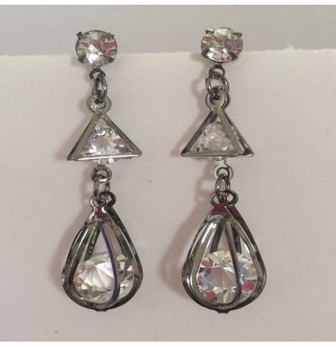 Black Metal Zircon Hanging Earring