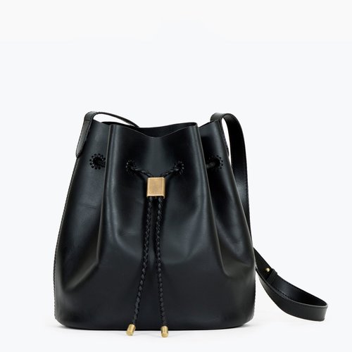 Biodegradable Layla Bucket Black Cross-Body Handbags