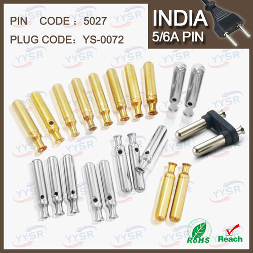 5027 5.0mm 2.5A India Plug with 5/6A crimping brass pin components hollow