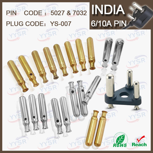 8734 7034 7.0mm 8.7mm 15/16amp South Africa India plug with 10/16A crimping brass pin hollow solid