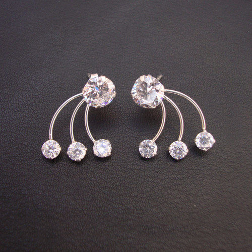 Wedding Sparkling 925 Silver White Zircon Earring