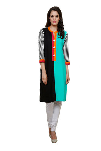 Black And Sea Green Kurta