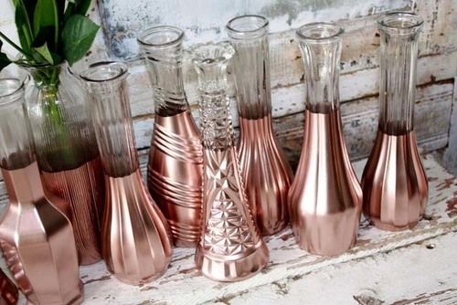 Copper Vases With Glass