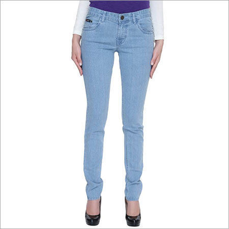 Blue Plain Fitted Ladies Jeans