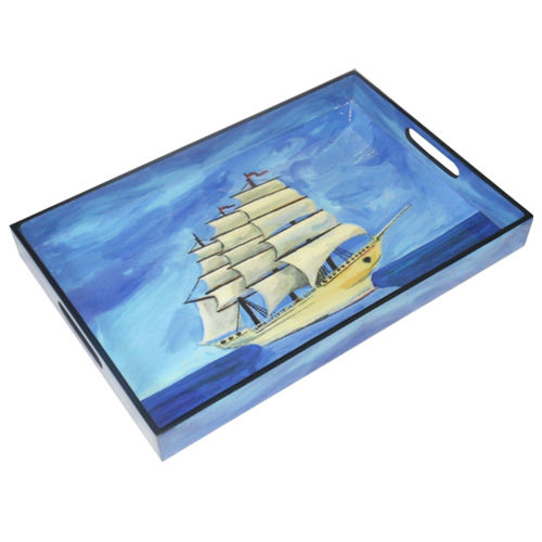 Print With Meena Printed Wooden Mdf Serving Tray, Shape: SQUARE, Size: 12X12