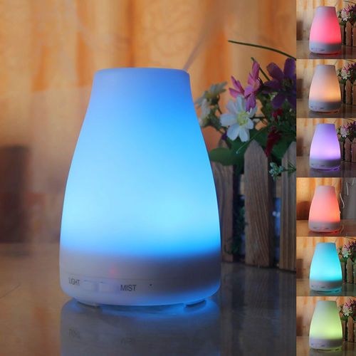 Aroma Essential Oil Diffuser - PP Material, 100*140mm Size, White Color | Ultrasonic Humidifier with Auto Shutoff, Whisper-Quiet, 7-Color Lighting