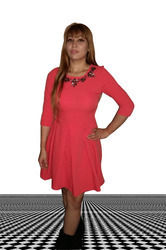 Cotton Ladies Red Short Dress