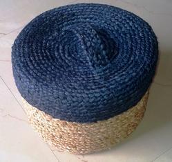 Jute Baskets - Jute Fabric, 28x28x20 cm, Natural & Dark Blue Color, Assorted Designs & Colors, Sturdy and Attractive for Safe Carrying