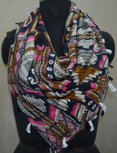 Dark Colours Fabric Printed Cotton Scarves