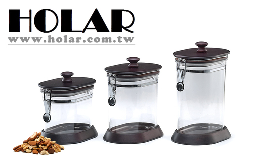 Taiwan Made Solid Acrylic Food Candy Cookie Jar With Wood Lid