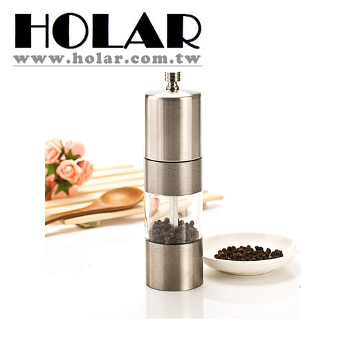 [Holar] Taiwan Made Silver Stainless Steel Salt And Pepper Mill Set With Acrylic