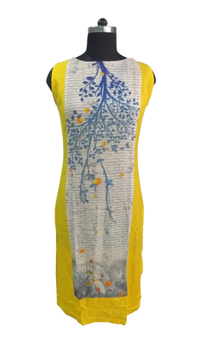 मल्टीकलर जॉर्जेट और रेयन डिजिटल प्रिंटेड कुर्ती