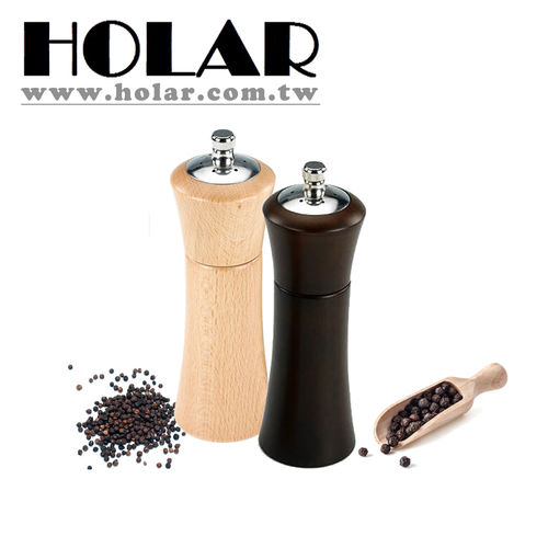 [Holar] 100% MIT 6.5"H/ 8"H Pepper Mill and Salt Shaker with Rubber Wood