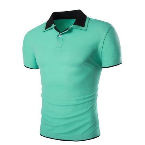 Mens Collar T-Shirt - Cotton Fabric, Plain Design , Classic Polo Neck Style with Colorful Striped Options