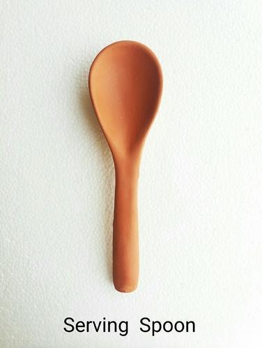 Brown Clay Serving Spoon