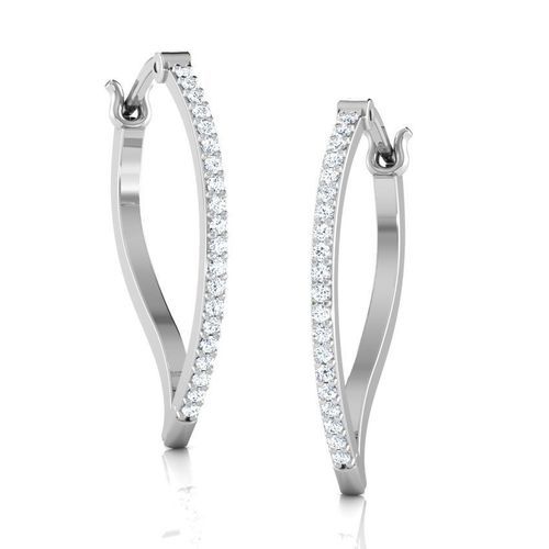 Certified 0.50 Tcw Earth Mine SI2 Clarity Real Natural White Diamonds 14Kt White Gold Beautiful Hoop Earring