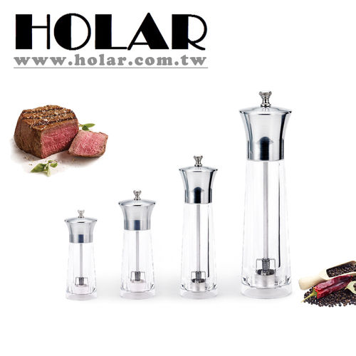 Clear Pepper Mill With Acrylic And Chrome Plated Top Use: Hotel