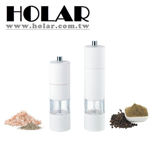 White Soft Touch Manual Acrylic Salt Pepper Grinder