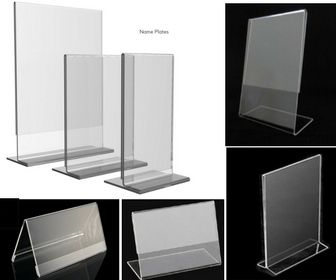 Acrylic Name Plates With L Shape And Transparent Colors, Thickness 3-5Mm Application: Home