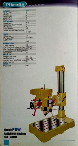 लाल और मिश्रित 38Mm रेडियल ड्रिल मशीन 