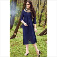 Blue Color Ladies Embroidery Kurti