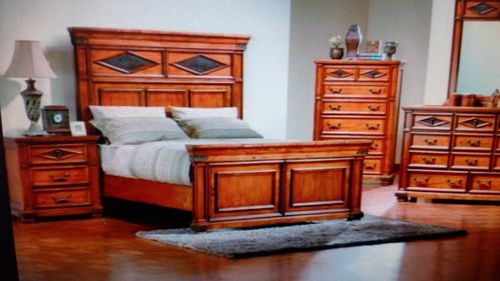 Wooden Bed And Bedsides