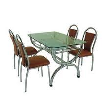 Steel Dining Table - Stainless Steel, Various Shapes and Sizes | Free-Standing with Attached Round Seating