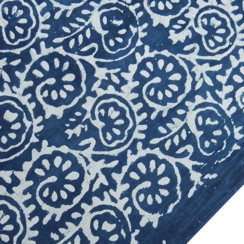 Casual Traditional Print Indigo Blue Fabric