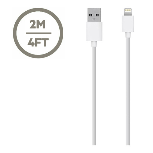 V3hmv Usb Data Cable - 2 Meter Length, White Color | Usb 2.0 Compatible With Iphone 5, 5c, 5s, 6, 7, 5g, Multi-gadget Syncing And Charging