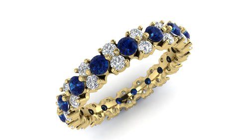 Brown Carat Blue Sapphire And Round Brilliant Cut Diamonds Ring