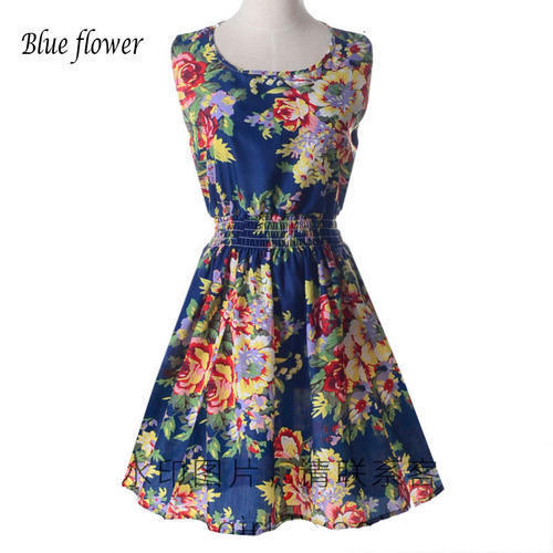 Ladies Blue Flower Dress