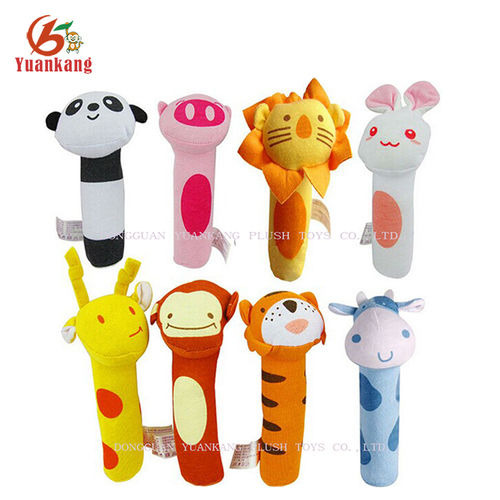 Custom Hand Bells Plush Animal Shaped Soft Baby Rattle Ring Toy For Baby