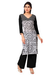 Ladies Printed Kurtis - Cotton, Long Sleeve, Modern Style | Beautiful Black Color Design, Various Patterns