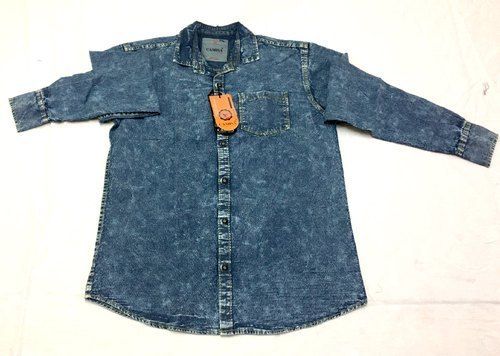 Satin Mens Tear Resistance Denim Shirt