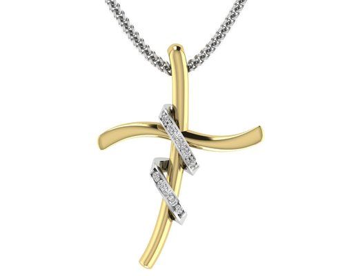 18k Real Diamond Cross Pendants