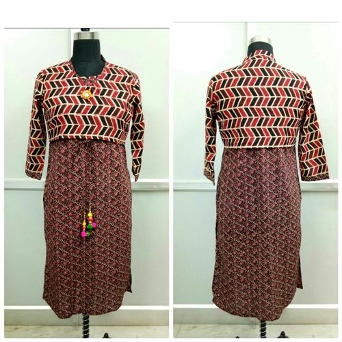 Printed Cotton Kurtis With Short Jacket