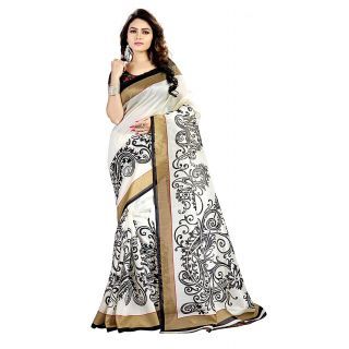 Printed White Colored Indian Designer Saree