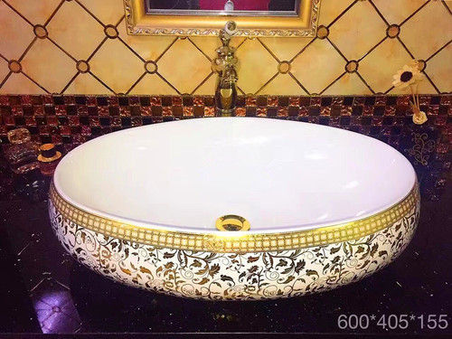 Ceramic Good Quality Golden Art Wash Basin Installation Type: Above Counter