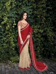 Chiffon Ladies Party Wear Embroidered Saree