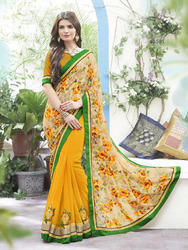 Chiffon Ladies Printed Georgette Silk Sarees